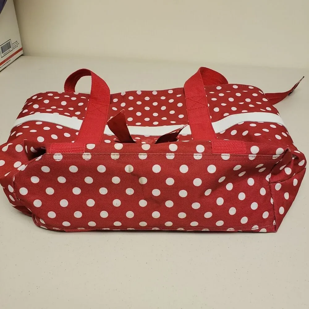 Disney Minnie Mouse Canvas Zip Tote Bag Red White Polka Dot Beach Polka-Dot Boho